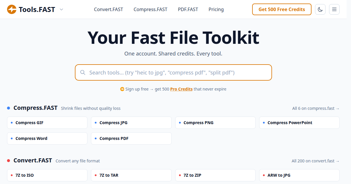 Tools.FAST - Convert, Compress & Process Files Online